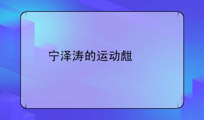 宁泽涛的运动生涯