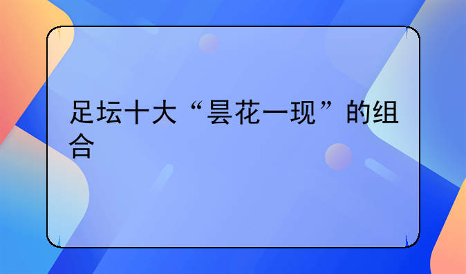 足坛十大“昙花一现”的组合