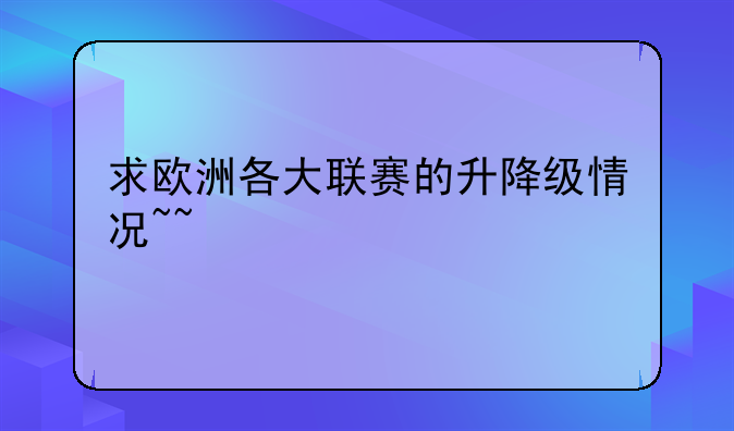 求欧洲各大联赛的升降级情况~~