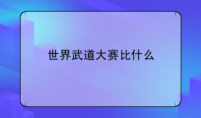 世界武道大赛比什么