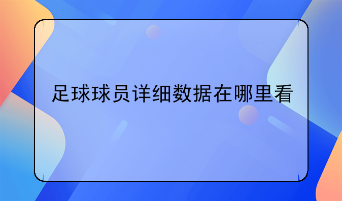 足球球员详细数据在哪里看