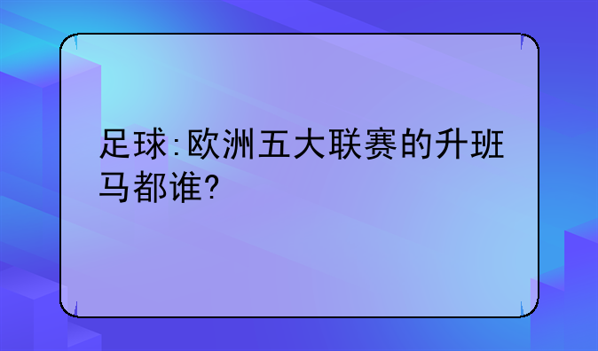 足球:欧洲五大联赛的升班马都谁?