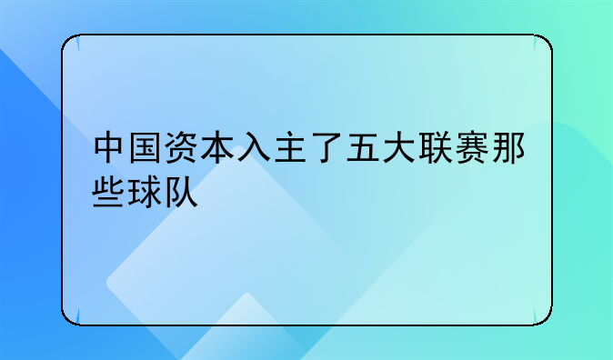 中国资本入主了五大联赛那些球队