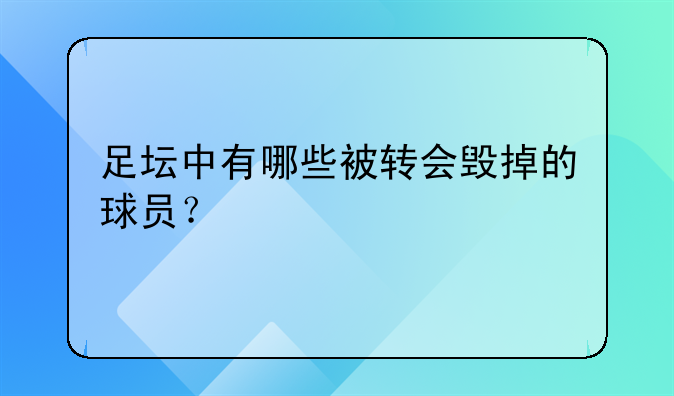 足坛中有哪些被转会毁掉的球员？