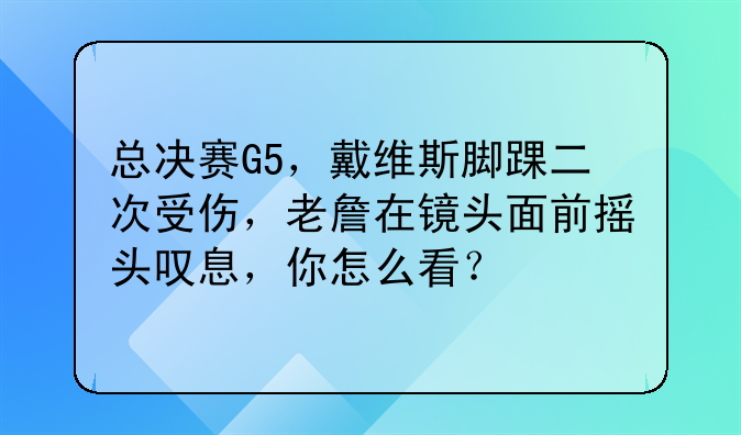 总决赛G5，戴维斯脚踝二次受伤，老詹在镜头面前摇头叹息，你怎么看？